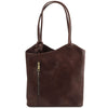 Front View Of The Dark Brown Convertible Backpack Handbag