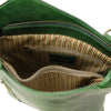 Internal Zip Pocket View Of The Green Convertible Backpack Handbag