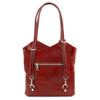 Rear View Of The Red Convertible Backpack Handbag