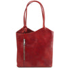 Front View Of The Red Convertible Backpack Handbag
