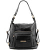 Front View Of The Black Convertible Leather Handbag