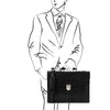 Man Posing With The Black Professional Leather Briefcase