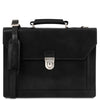 Front View Of The Black Professional Leather Briefcase
