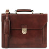 Front View Of The Brown Professional Leather Briefcase