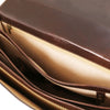 Internal Zip Pocket View Of The Dark Brown Professional Leather Briefcase