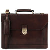 Front View Of The Dark Brown Professional Leather Briefcase