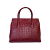 Rear View Of The Dark Red Leather Handbag With Shoulder Strap