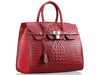 Angled View Of The Dark Red Leather Handbag For Ladies