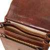 Internal Compartment View Of The Brown Leather Crossbody Bag Small
