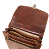 Internal Compartment View Of The Brown Leather Crossbody Bag Large