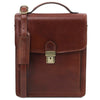 Front View Of The Brown Leather Crossbody Bag Large