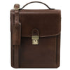 Front View Of The Dark Brown Leather Crossbody Bag Large