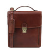 Front View Of The Brown Leather Crossbody Bag Small