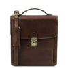 Front View Of The Dark Brown Leather Crossbody Bag Small