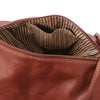 Internal Pocket View Of The Brown Stylish Backpack