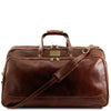 Front View Of Bag 1 Of The Deluxe Brown Leather Travel Bag Set