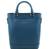 Front View Of The Teal Demetra Leather Ruga Handbag