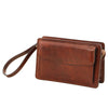 Side View Of The Brown Mens Leather Wrist Bag