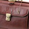 Key And Locking Mechanism View Of The Brown Doctors Bag With Compartments