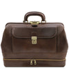 Front View Of The Dark Brown Doctors Bag With Compartments