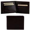 Open And Front View Of The Dark Brown Mens Bifold Wallet With ID Window