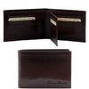 Open And Front View Of The Dark Brown Exclusive Mens Leather Wallet Bifold