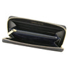 Top Angled View Of The Black Ladies Leather Zip Around Wallet