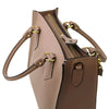 Top Angled View Of The Light Taupe Fortuna Vertical Leather Handbag