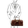 Man Posing With The Brown Weekender Travel Bag - Small