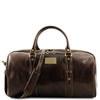 Front View Of The Dark Brown Weekender Travel Bag - Small