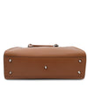 Underneath View Of The Cognac Genuine Leather Handbag