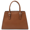 Rear View Of The Cognac Genuine Leather Handbag