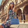 Women Posing With The Azure Quilted Leather Handbag