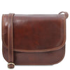 The Front View Of The Brown Saddle Handbag