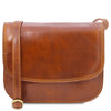 The Front View Of The Honey Saddle Handbag
