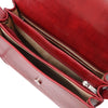 Internal Compartments View Of The Red Saddle Handbag