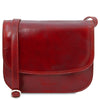 The Front View Of The Red Saddle Handbag