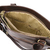 Internal Pocket View Of The Brown Leather Shoulder Handbag