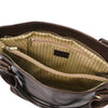 Internal Zip Pocket View Of The Brown Leather Shoulder Handbag