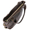 Top Zip Closure View Of The Brown Leather Shoulder Handbag