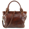 Shoulder Strap View Of The Brown Leather Shoulder Handbag