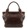 Front View Of The Dark Brown Leather Shoulder Handbag