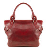Front View Of The Red Leather Shoulder Handbag