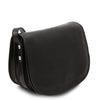 Angled View Of The Black Ladies Leather Bag