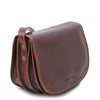 Angled View Of The Brown Ladies Leather Bag