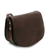 Angled View Of The Dark Brown Ladies Leather Bag