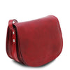 Angled View Of The Red Ladies Leather Bag