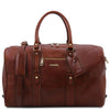 Front View Of The Brown Islander Leather Travel Bag