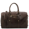 Front View Of The Dark Brown Islander Leather Travel Bag