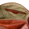 Internal Zip Compartment View Of The Honey Islander Leather Travel Bag